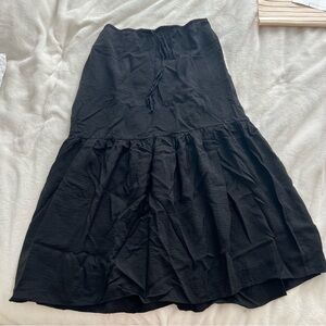 YFB Chic Black Tiered Flowy Maxi Skirt for Women